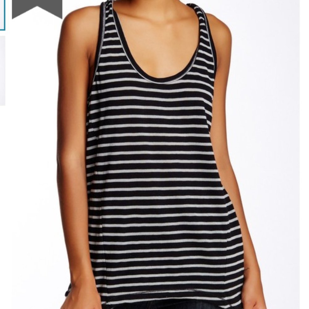 H by bordeaux Striped Scoop Neck Slub Tank